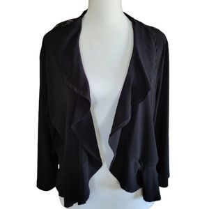 Glamour | Women's Black Open Cardigan with Lace Back | Size XL
